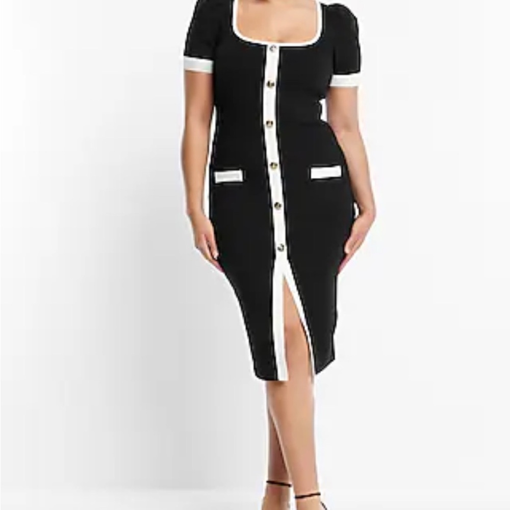 Black and White Button-Down Dress